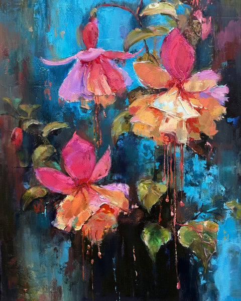 Fairy Earrings, original oil painting by Rebecca MacLeod