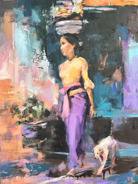 Penunggu original oil painting by Rebecca MacLeod