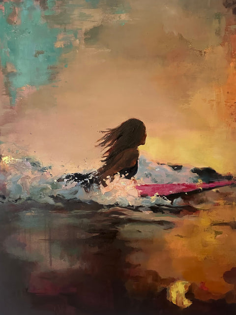 Surya Surf, original oil painting by Rebecca MacLeod
